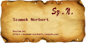 Szamek Norbert névjegykártya